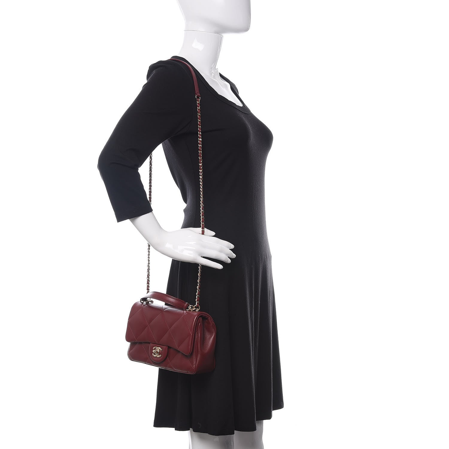 Chanel Lambskin Quilted Small Easy Carry Flap Burgundy 2 of 11