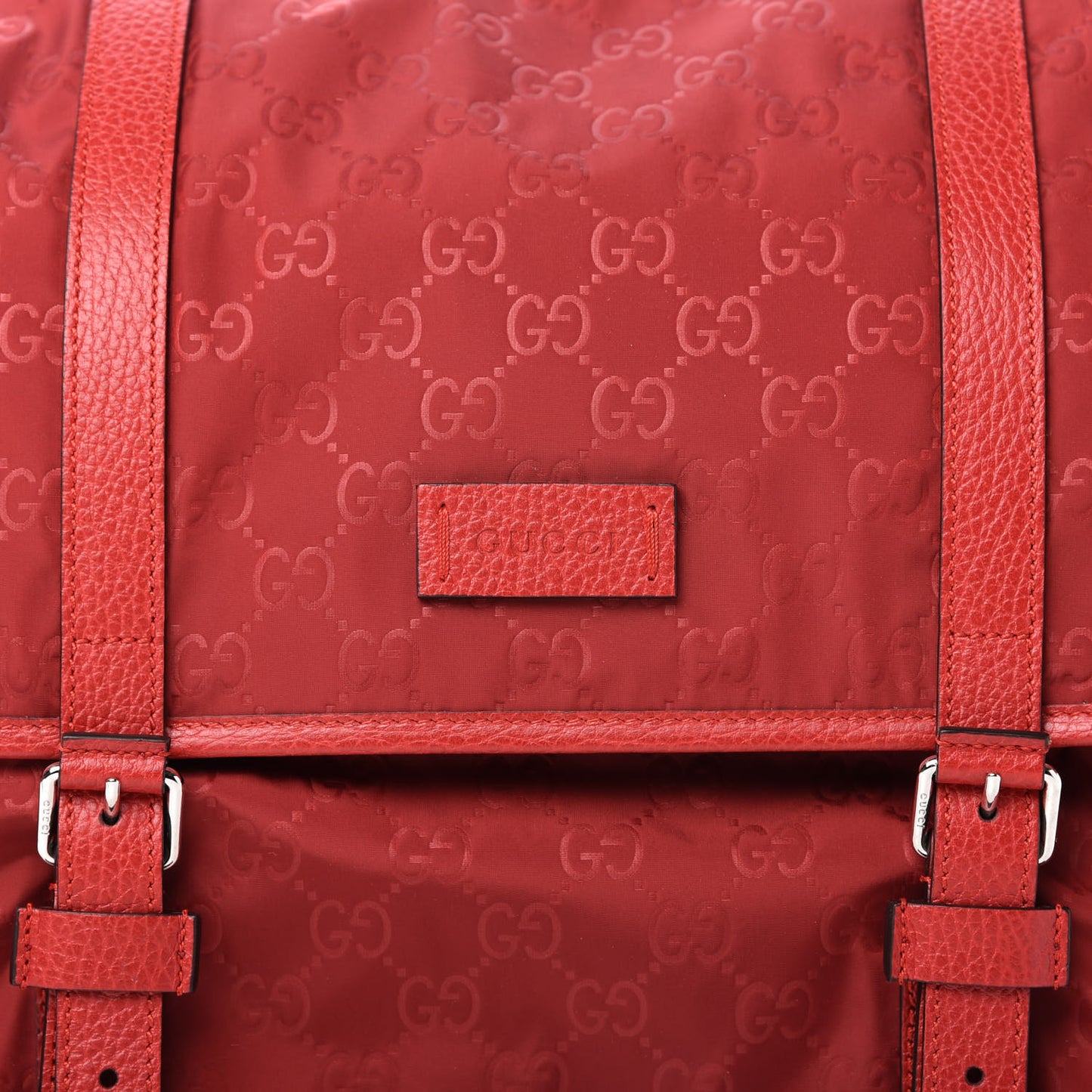 Nylon Monogram Double Buckle Flap Messenger Bag Vibrant Red