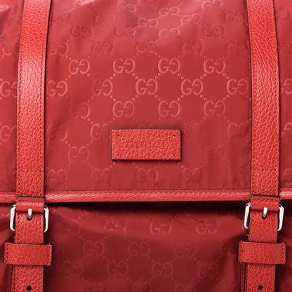 Gucci Nylon Monogram Double Buckle Flap Messenger Bag Vibrant Red 10 of 10