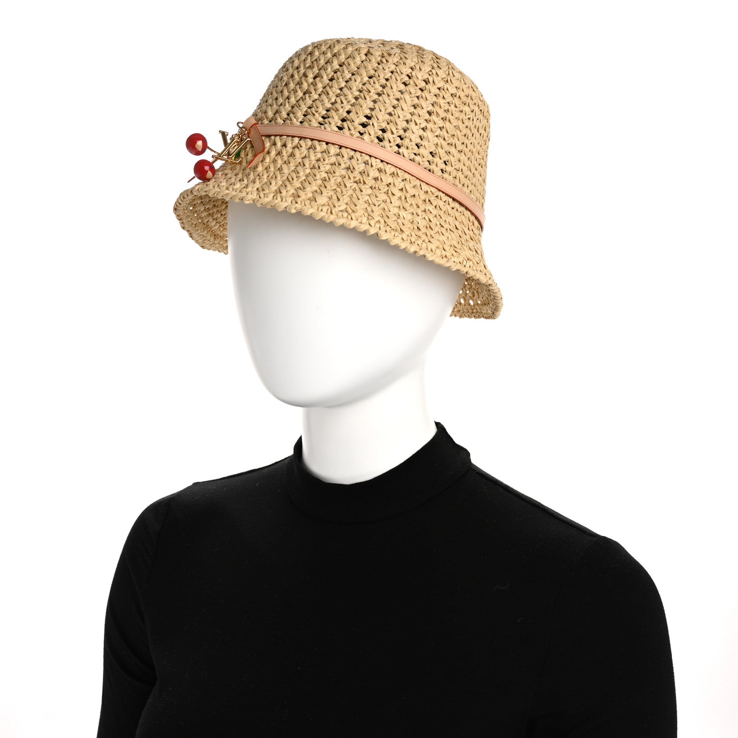 Louis Vuitton LV X TM Raffia Cerise Charms Woven Hat S Natural 2 of 8