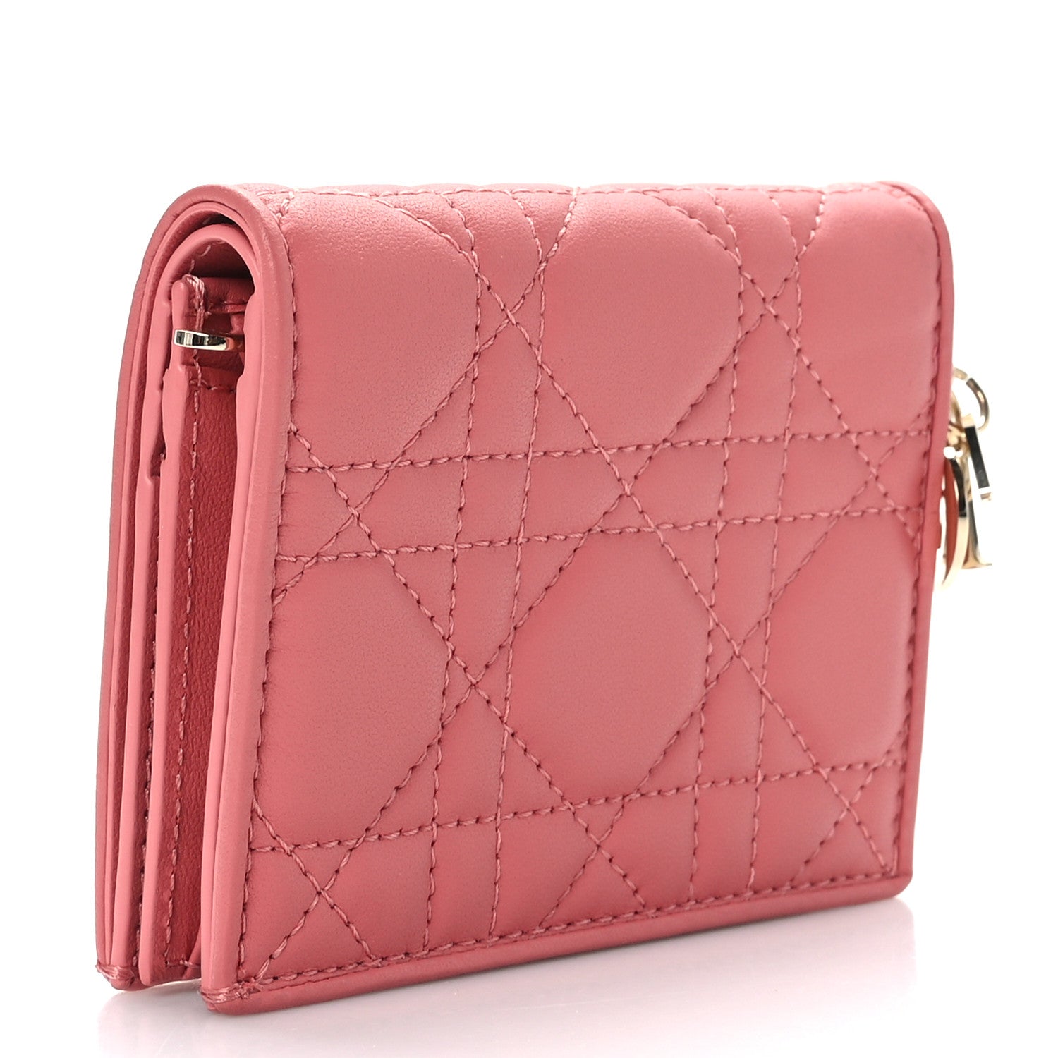 Christian Dior Lambskin Cannage Mini Lady Dior Wallet Pink 3 of 8