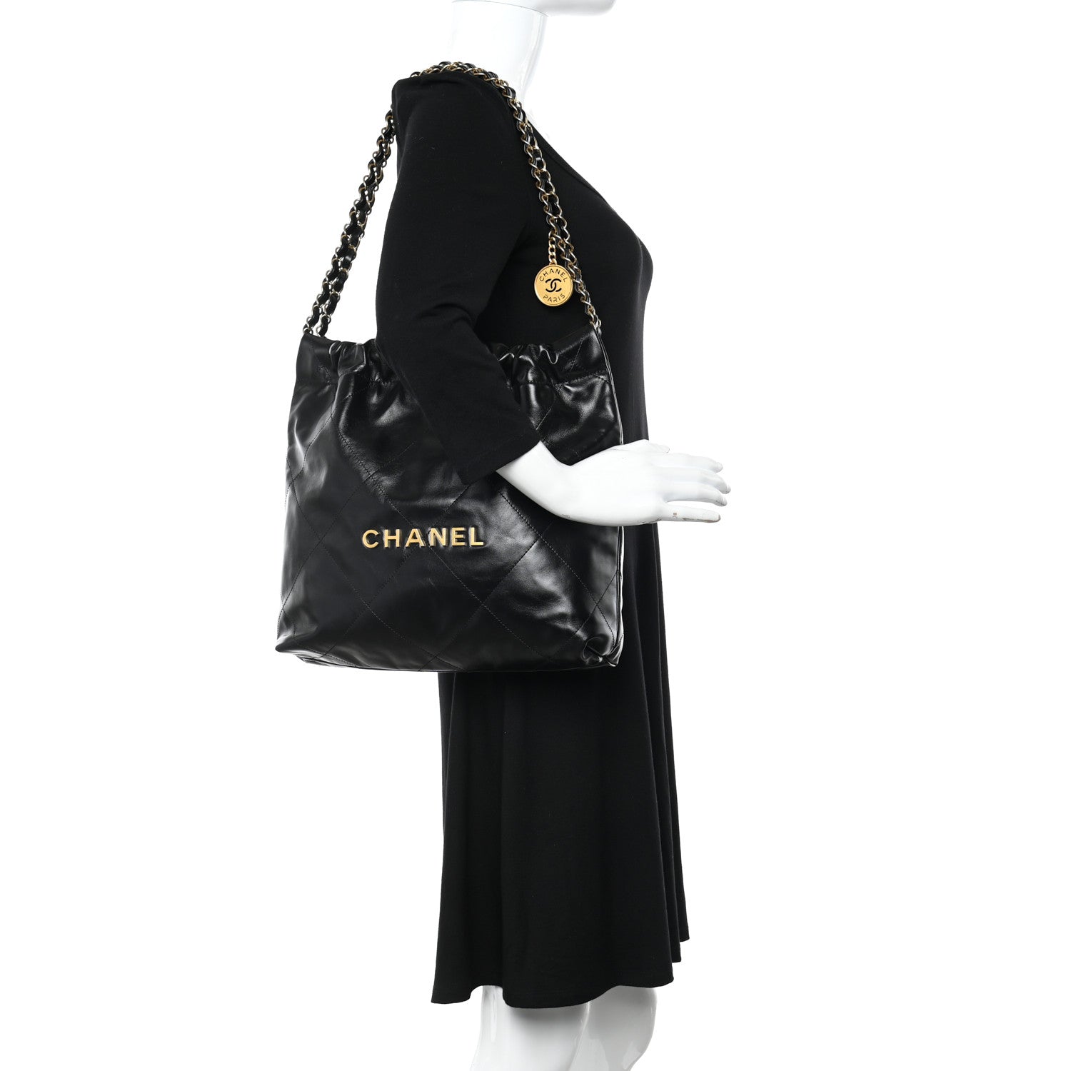 Chanel Shiny Calfskin Quilted Small Chanel 22 Black 2 of 11