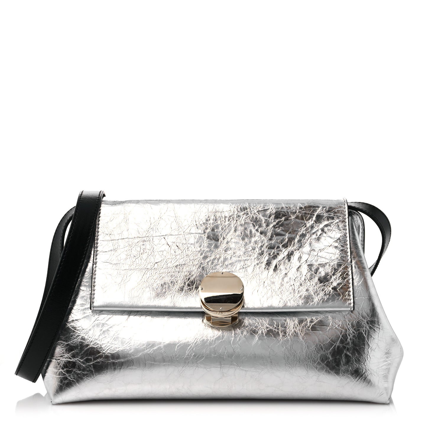 Metallic Calfskin Penelope Clutch Silver