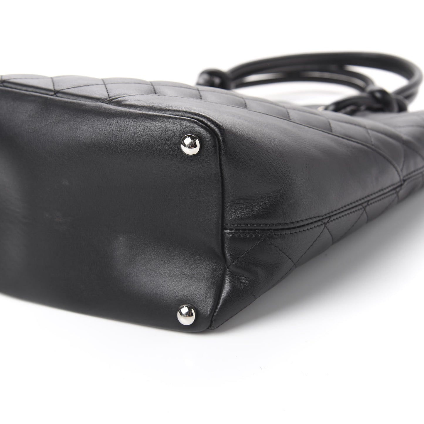 Calfskin Quilted Medium Cambon Tote Black White