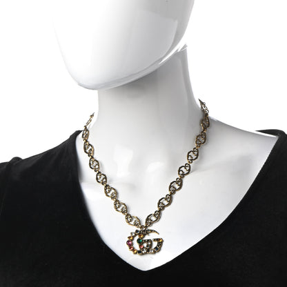 Gucci Crystal Marmont Necklace Aged Gold Multicolor 2 of 8