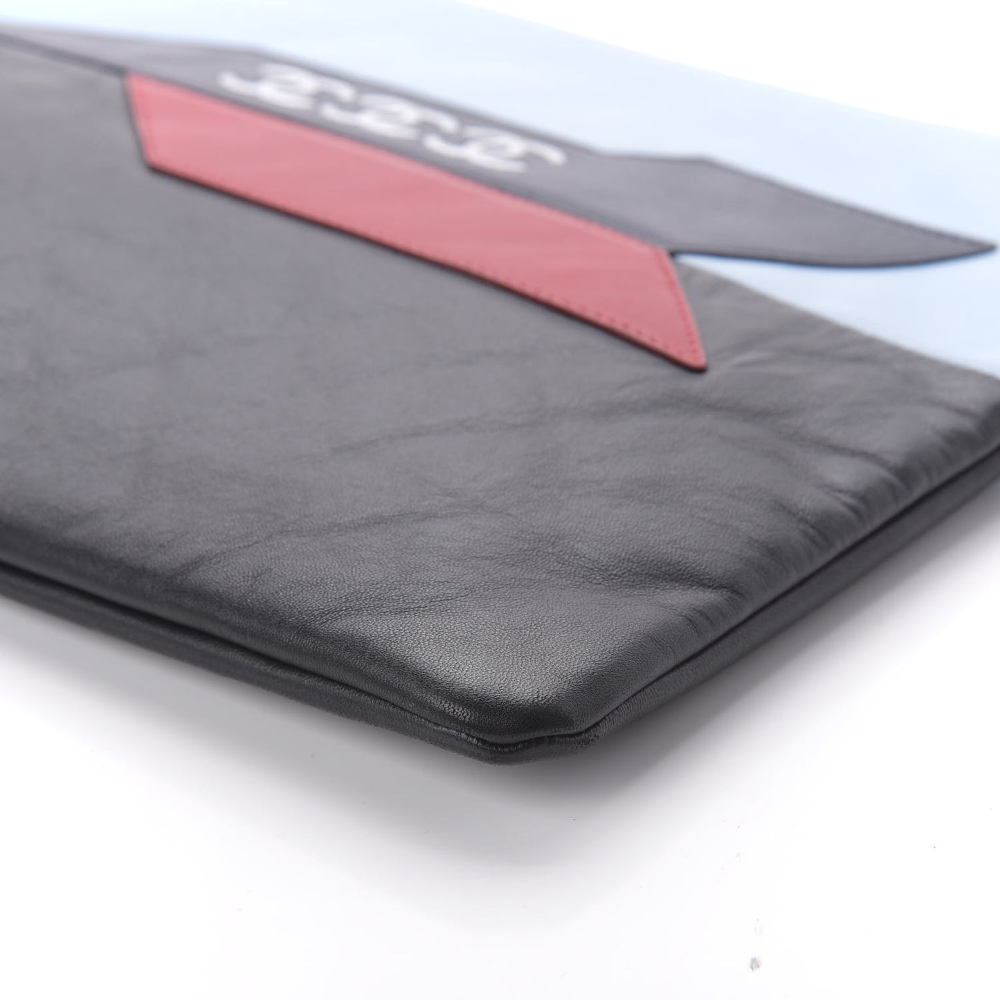 Lambskin Large Airline Zipper Cosmetic Case Blue Black Red