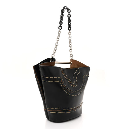 Balenciaga Calfskin Pickstitch Mini Top Handle Bucket Bag Black 3 of 15