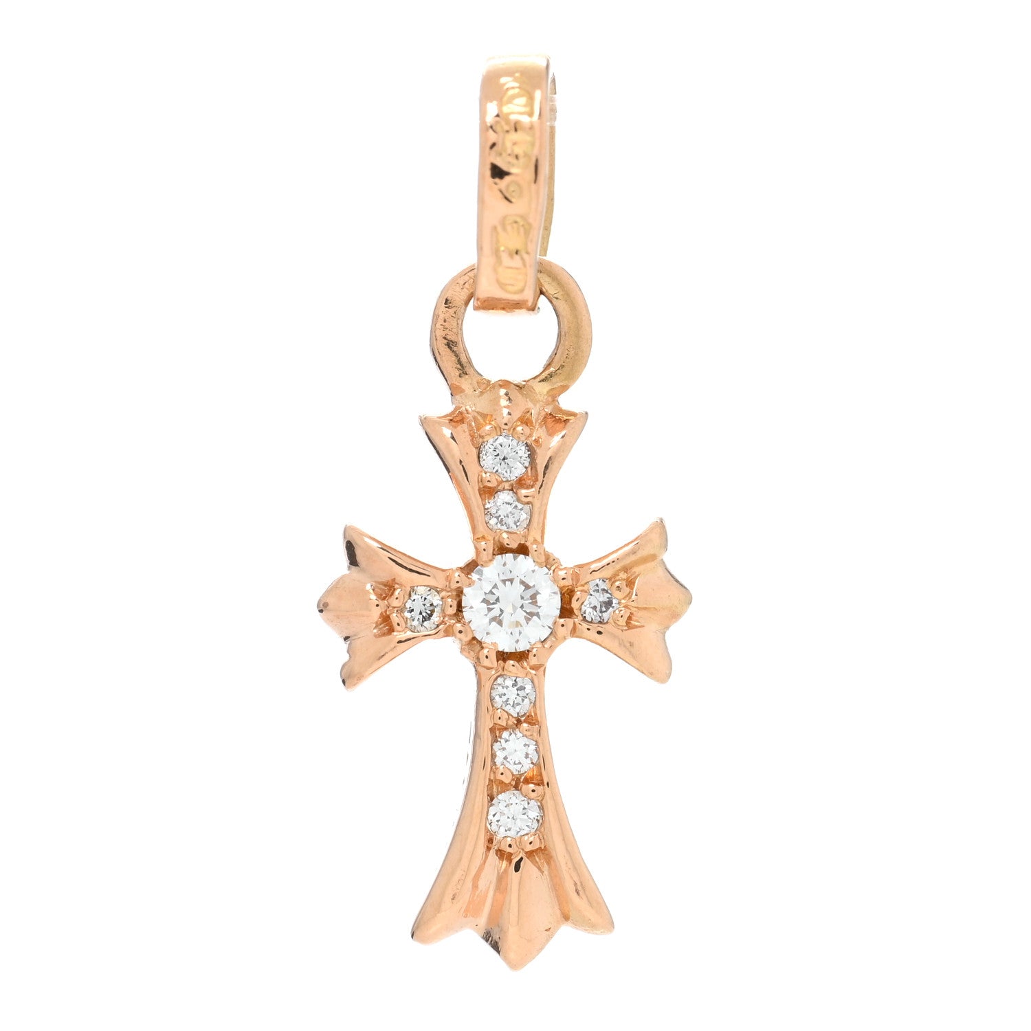 Chrome Hearts 22K Yellow Gold Diamond Baby Fat Cross Pave Pendant 1 of 3