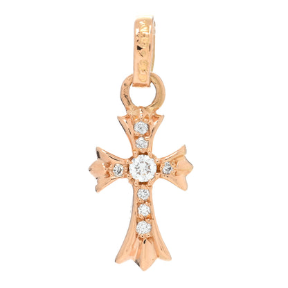 Chrome Hearts 22K Yellow Gold Diamond Baby Fat Cross Pave Pendant 1 of 3