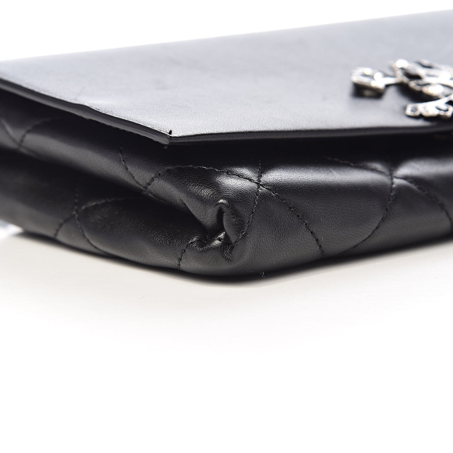 Lambskin Crystal Evening Clutch Black