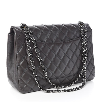 Chanel Metallic Lambskin Quilted Maxi Single Flap Grey 2 of 9