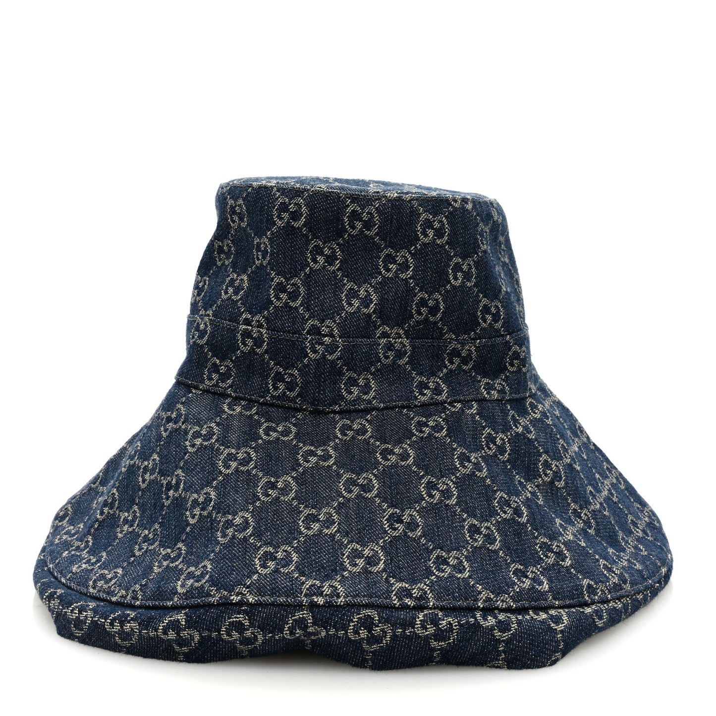 Eco Washed Denim GG Monogram Brim Hat M Blue