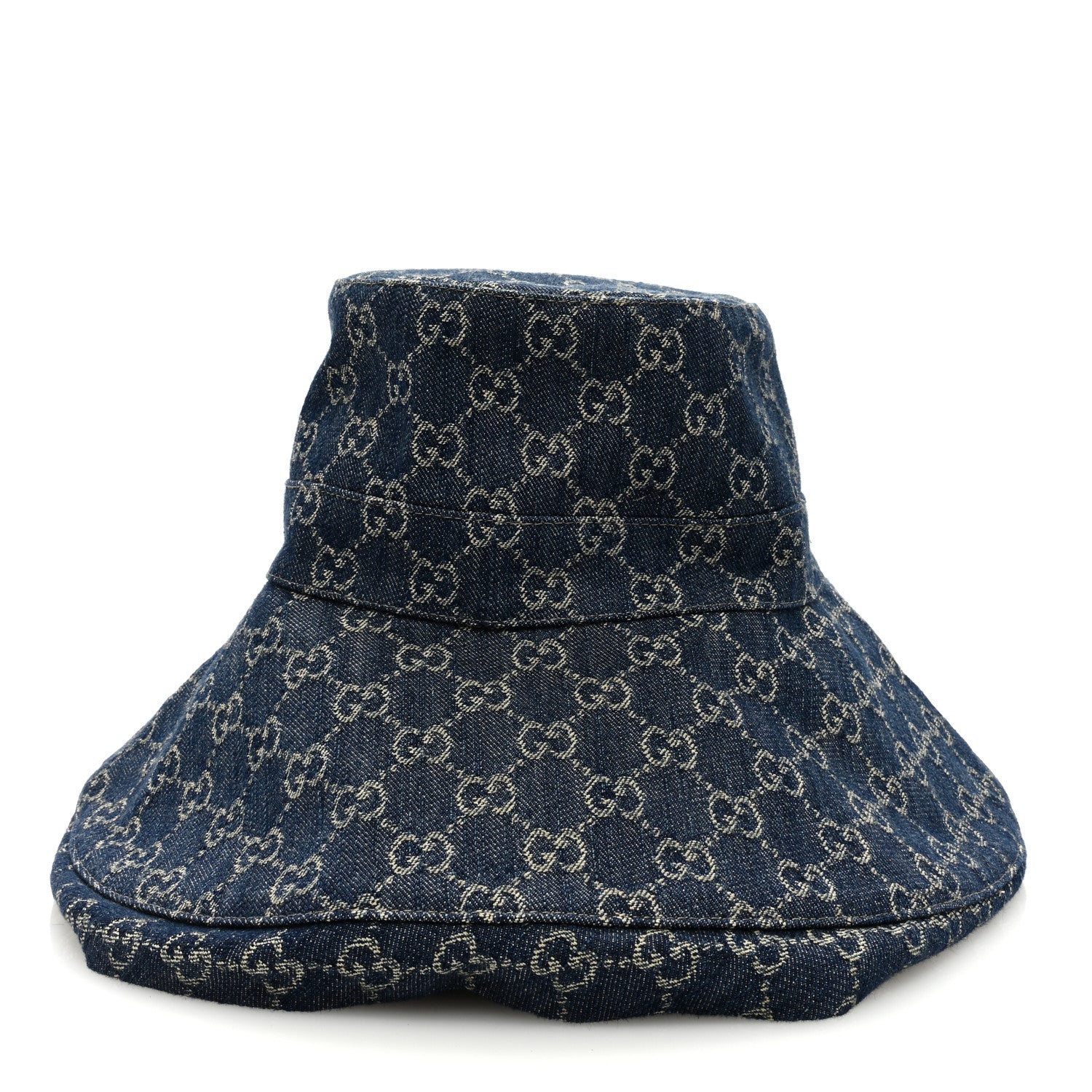 Gucci Eco Washed Denim GG Monogram Brim Hat M Blue 2 of 7
