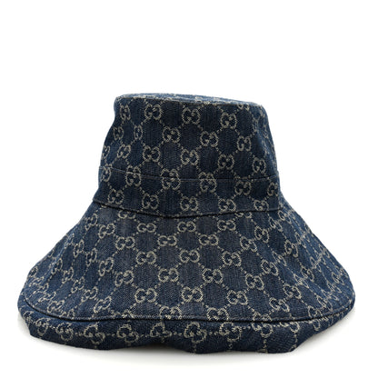 Gucci Eco Washed Denim GG Monogram Brim Hat M Blue 2 of 7