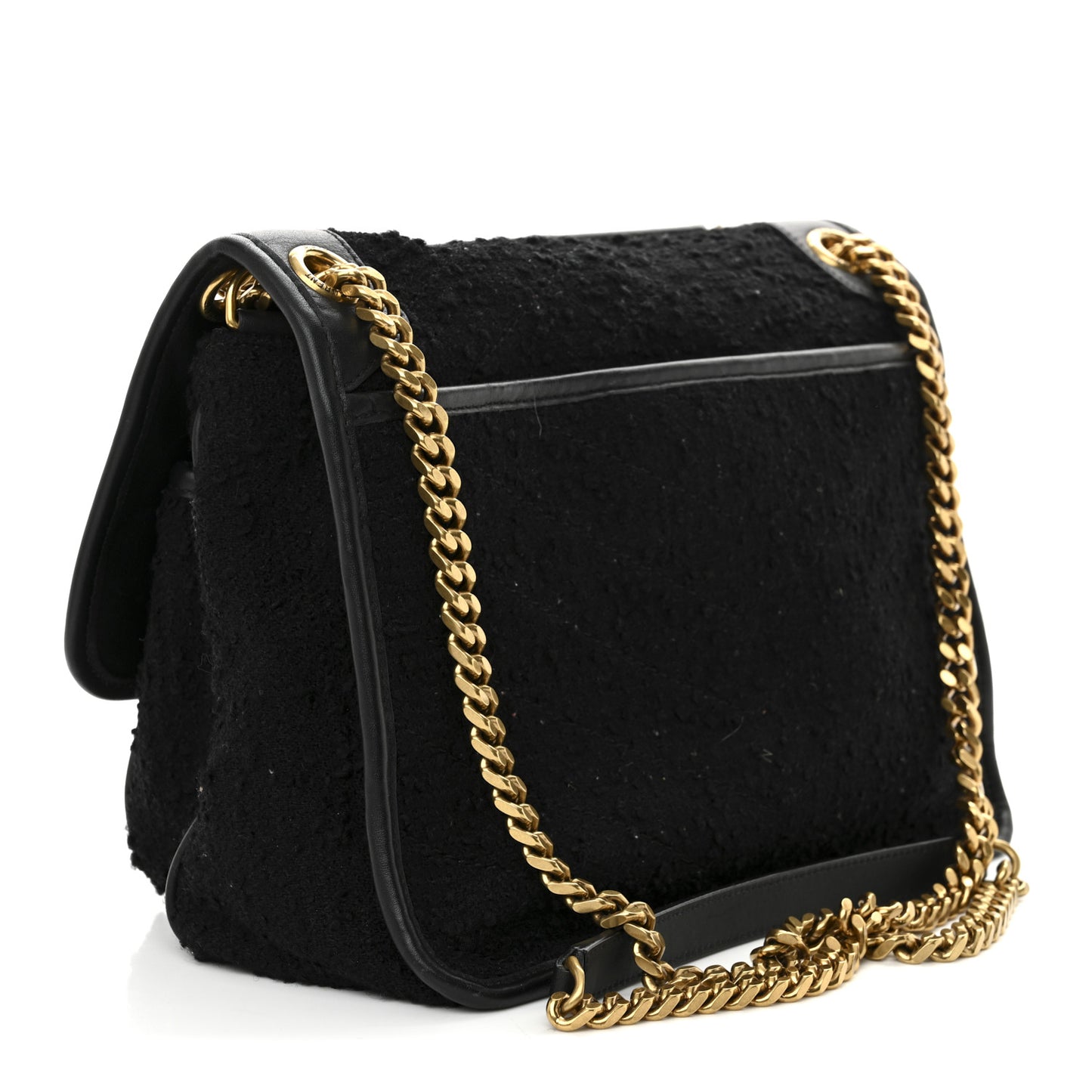 Boucle Tweed Monogram Medium Niki Chain Satchel Black