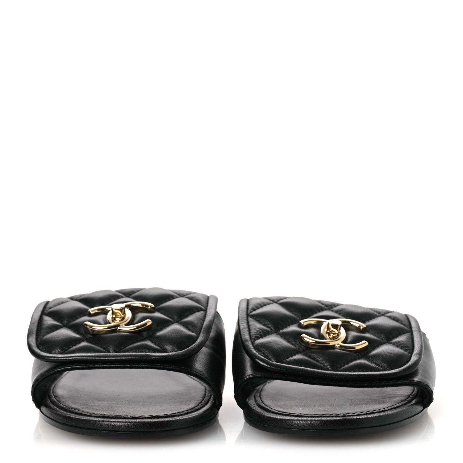 Chanel Lambskin Quilted Turnlock Flat Mules 39 Black 39.5 Black 3 of 11