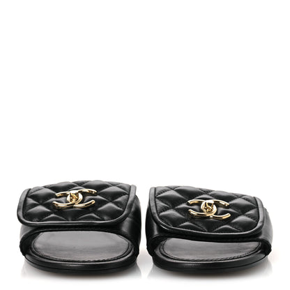 Chanel Lambskin Quilted Turnlock Flat Mules 39 Black 39.5 Black 3 of 11