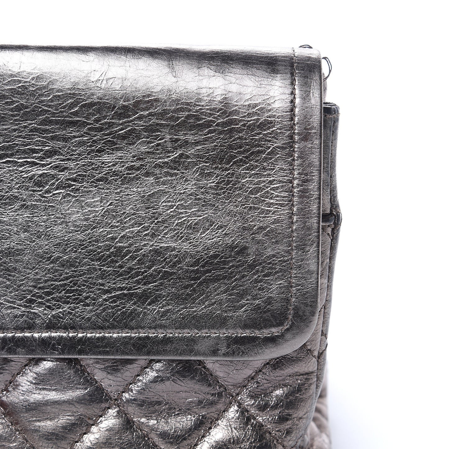 Metallic Aged Calfskin Quilted 2.55 Reissue 227 Flap Dark Silver