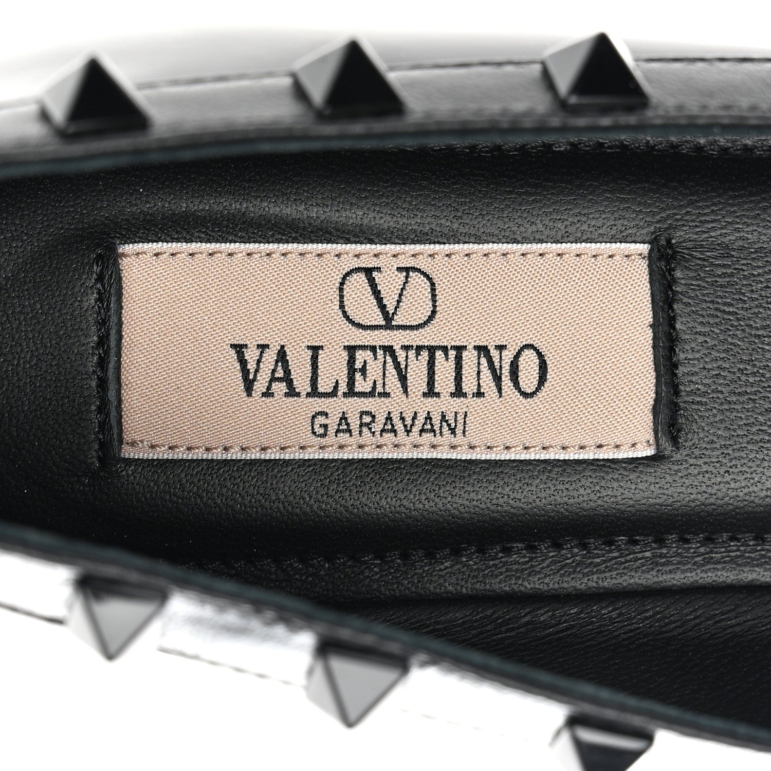Valentino Garavani Patent Tonal Rockstud Bow Ballerina Flats 38 Black 7 of 9