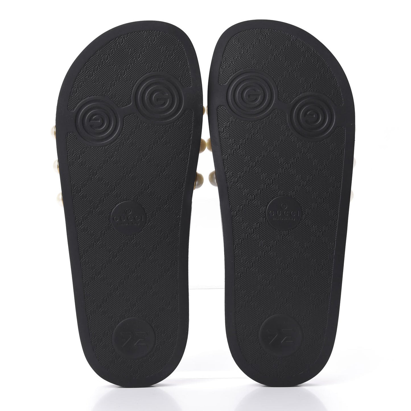 GG Supreme Monogram Pearls Slide Sandals 37 Beige