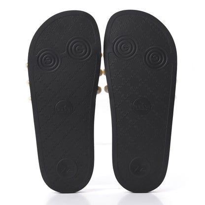 Gucci GG Supreme Monogram Pearls Slide Sandals 37 Beige 6 of 9