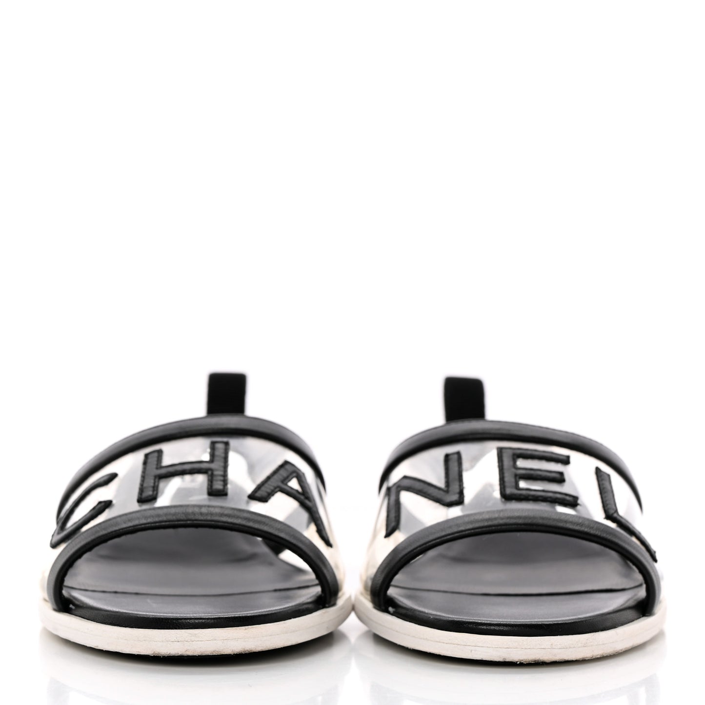 PVC Lambskin Logo Mules 37 Black
