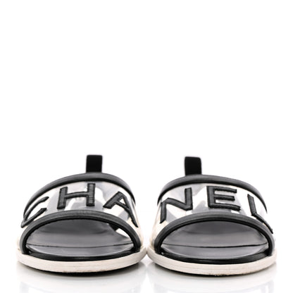 Chanel PVC Lambskin Logo Mules 37 Black 2 of 18