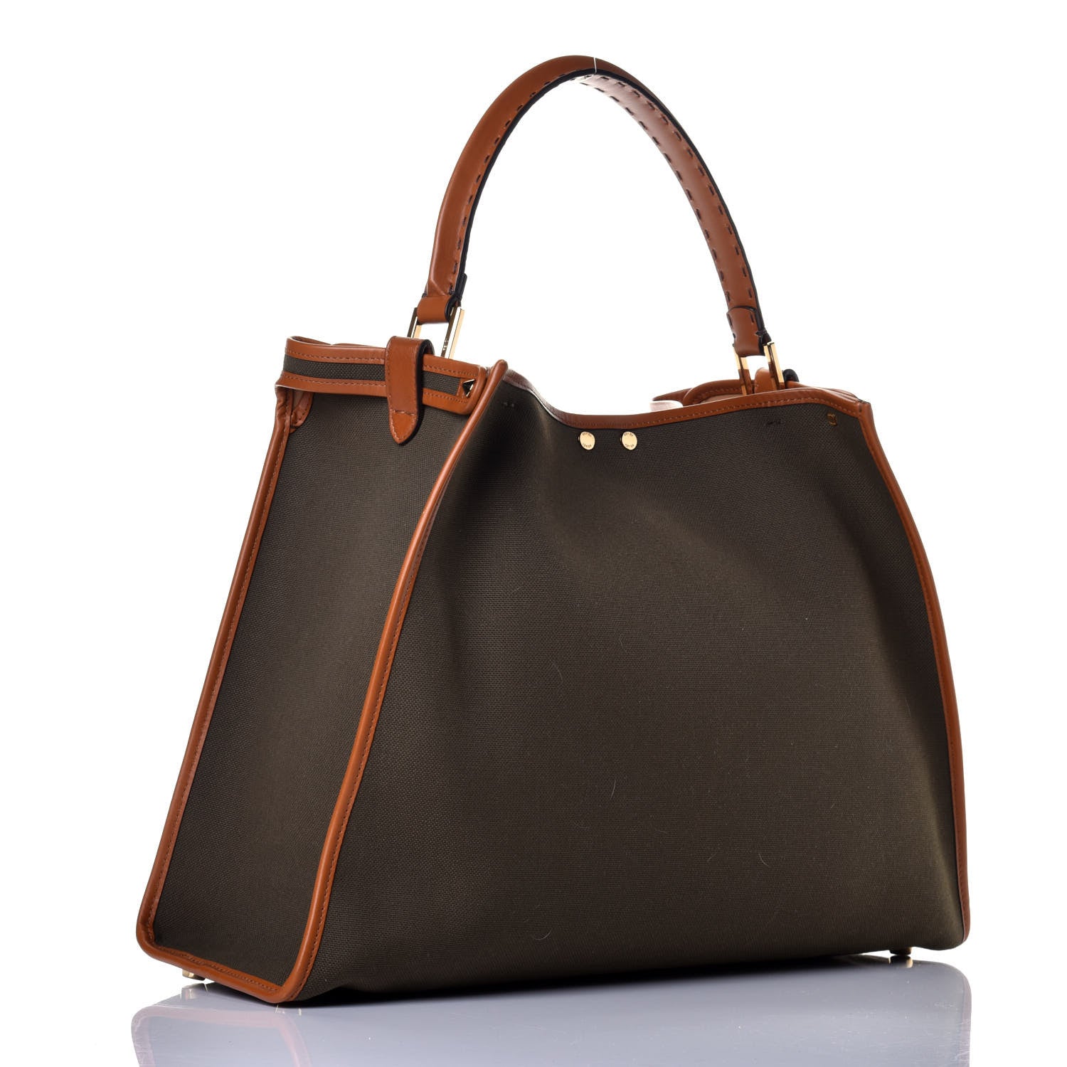 Fendi Canvas Calfskin Large Peekaboo X-Lite Amazzonia Cuoio 3 of 8
