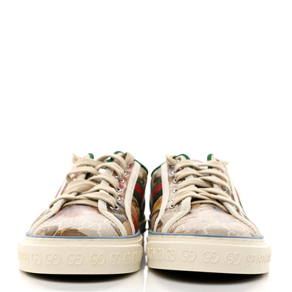 Gucci GG Supreme Monogram Water Flora Web Womens 1977 Tennis Sneakers 39 Beige White Multicolor Mystic White 2 of 7