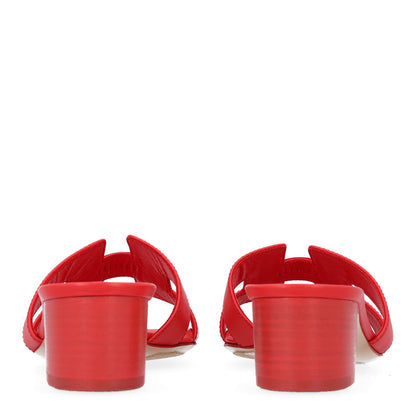 Hermes Calfskin Oasis Sandals 35.5 Rouge Bali 6 of 10