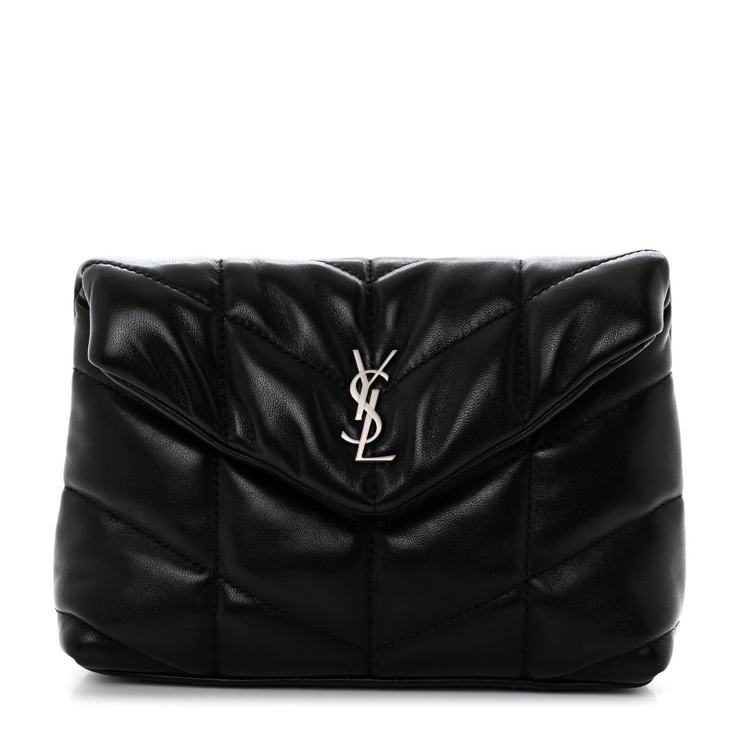 Lambskin Monogram Loulou Puffer Pouch Clutch Black