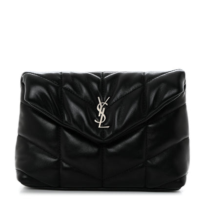 Saint Laurent Lambskin Monogram Loulou Puffer Pouch Clutch Black 1 of 8