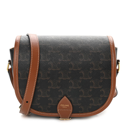 Celine Triomphe Canvas Medium Folco Bag Tan 1 of 7