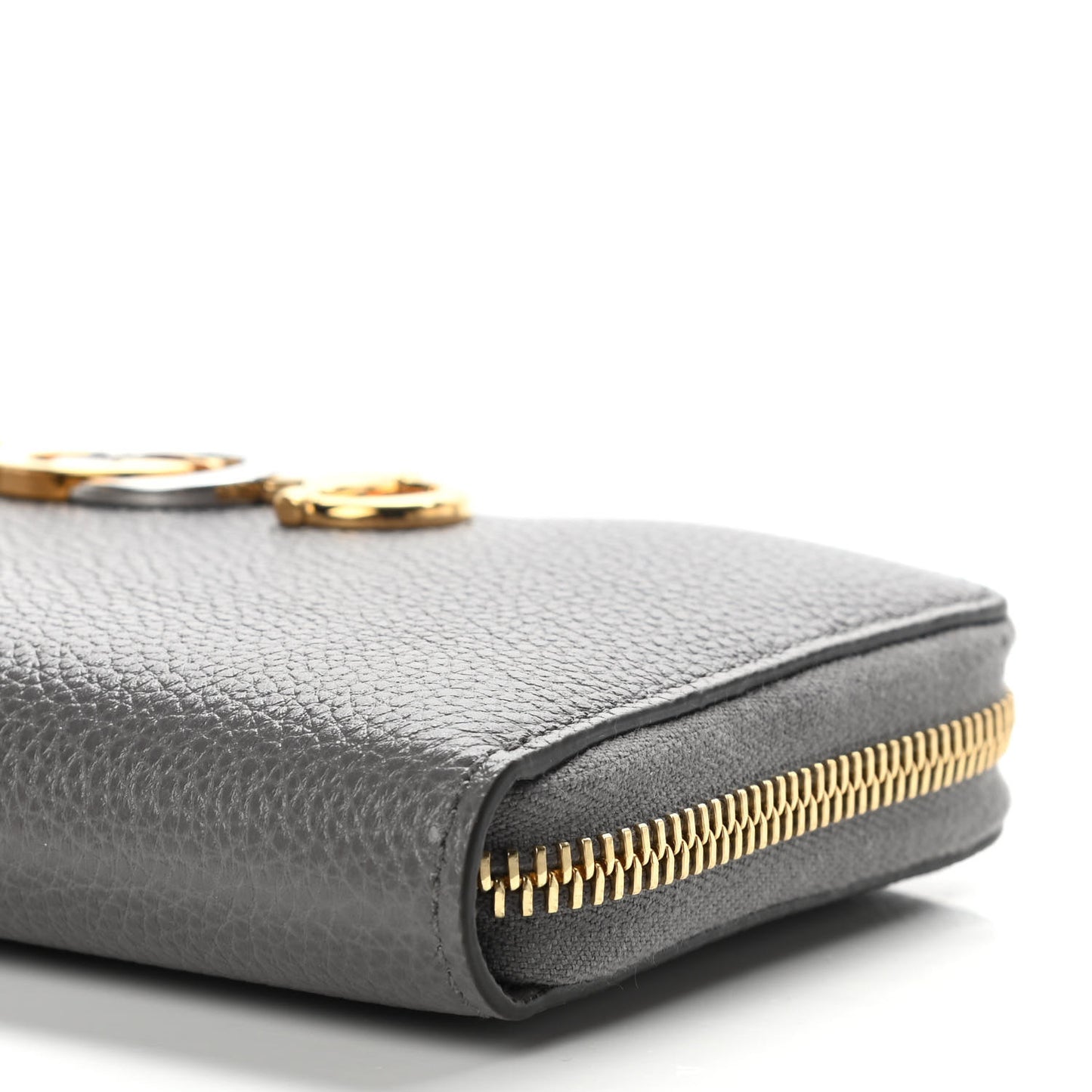 Grainy Calfskin Zumi Zip Around Wallet Dusty Grey
