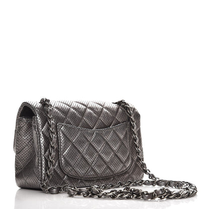 Chanel Metallic Lambskin Perforated Mini Rectangular Flap Grey 3 of 12
