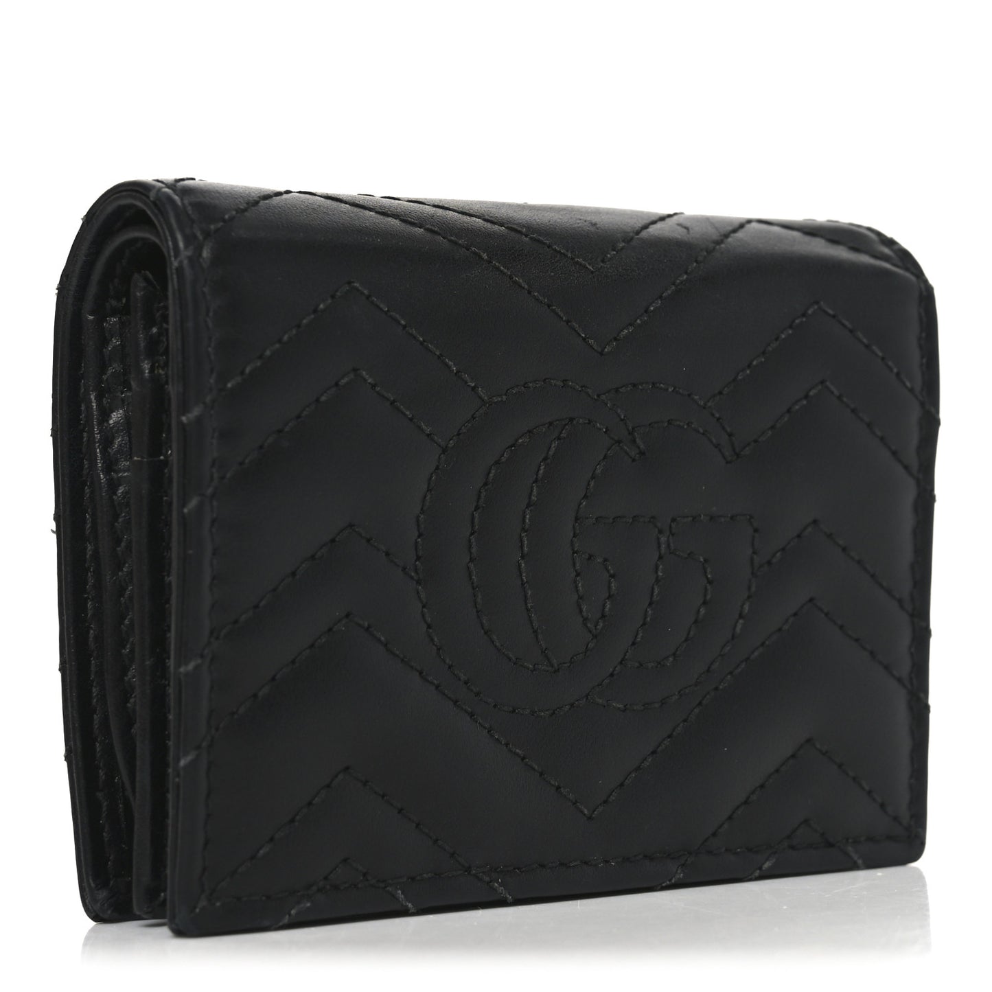 Calfskin Matelasse GG Marmont Card Case Wallet Black