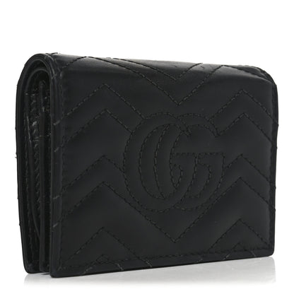 Gucci Calfskin Matelasse GG Marmont Card Case Wallet Black 3 of 8