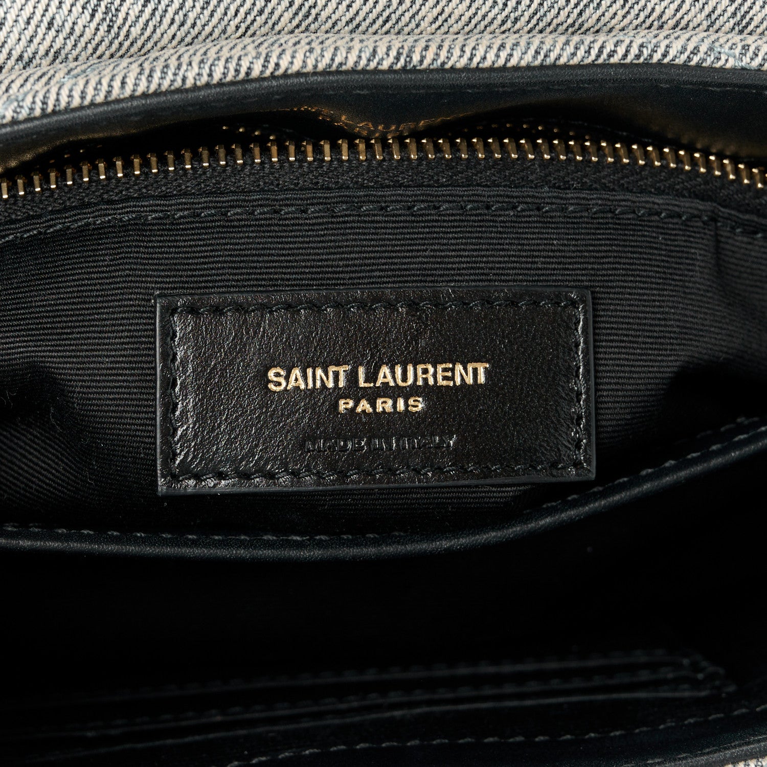 Saint Laurent Denim Y Quilted Monogram Toy Loulou Crossbody Bag Grey 6 of 11