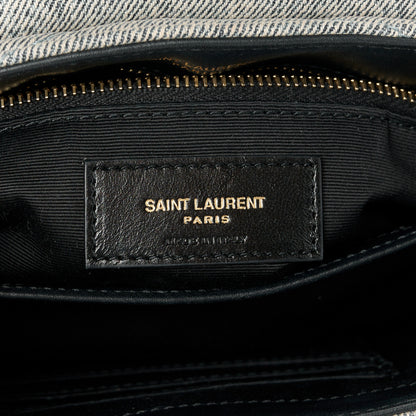 Saint Laurent Denim Y Quilted Monogram Toy Loulou Crossbody Bag Grey 6 of 11