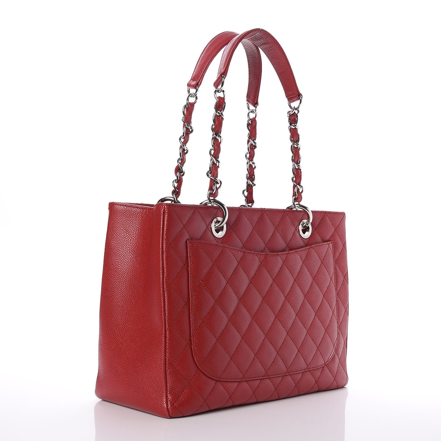 Chanel Caviar Quilted Grand Shopping Tote GST Red 3 of 9
