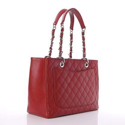 Chanel Caviar Quilted Grand Shopping Tote GST Red 3 of 9