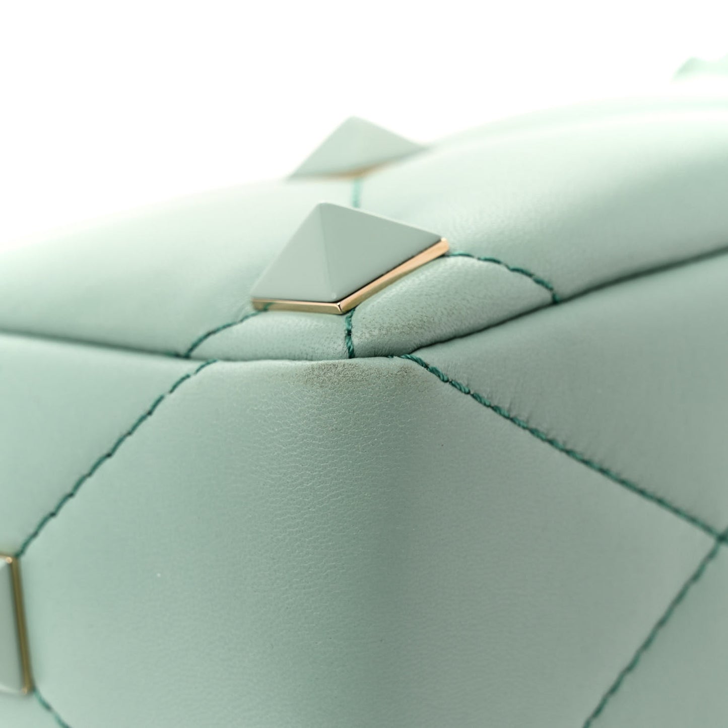 Nappa Enamel Monochrome Medium Roman Stud Shoulder Bag Morning Dew