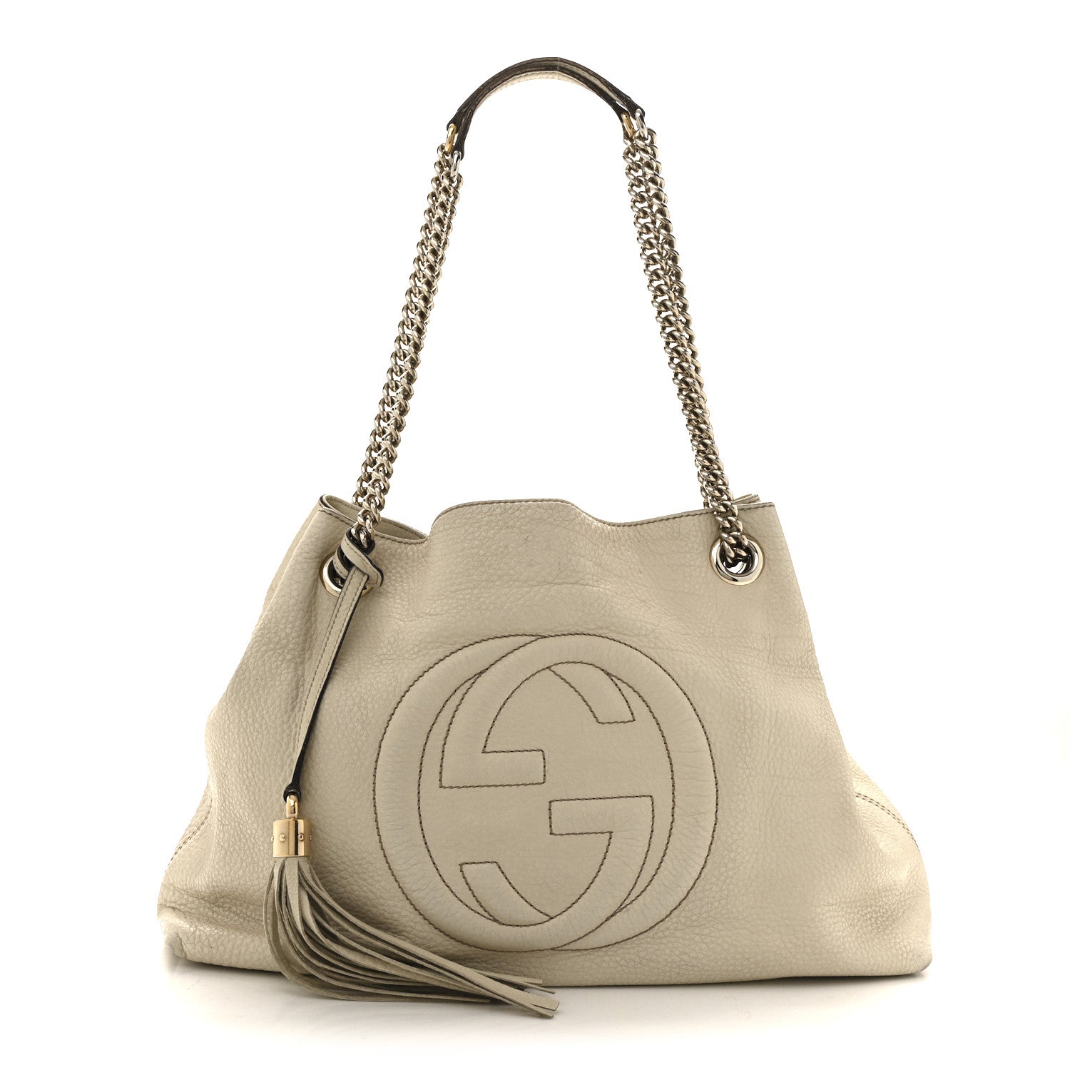 Gucci Pebbled Calfskin Medium Soho Chain Shoulder Bag Off White 1 of 17