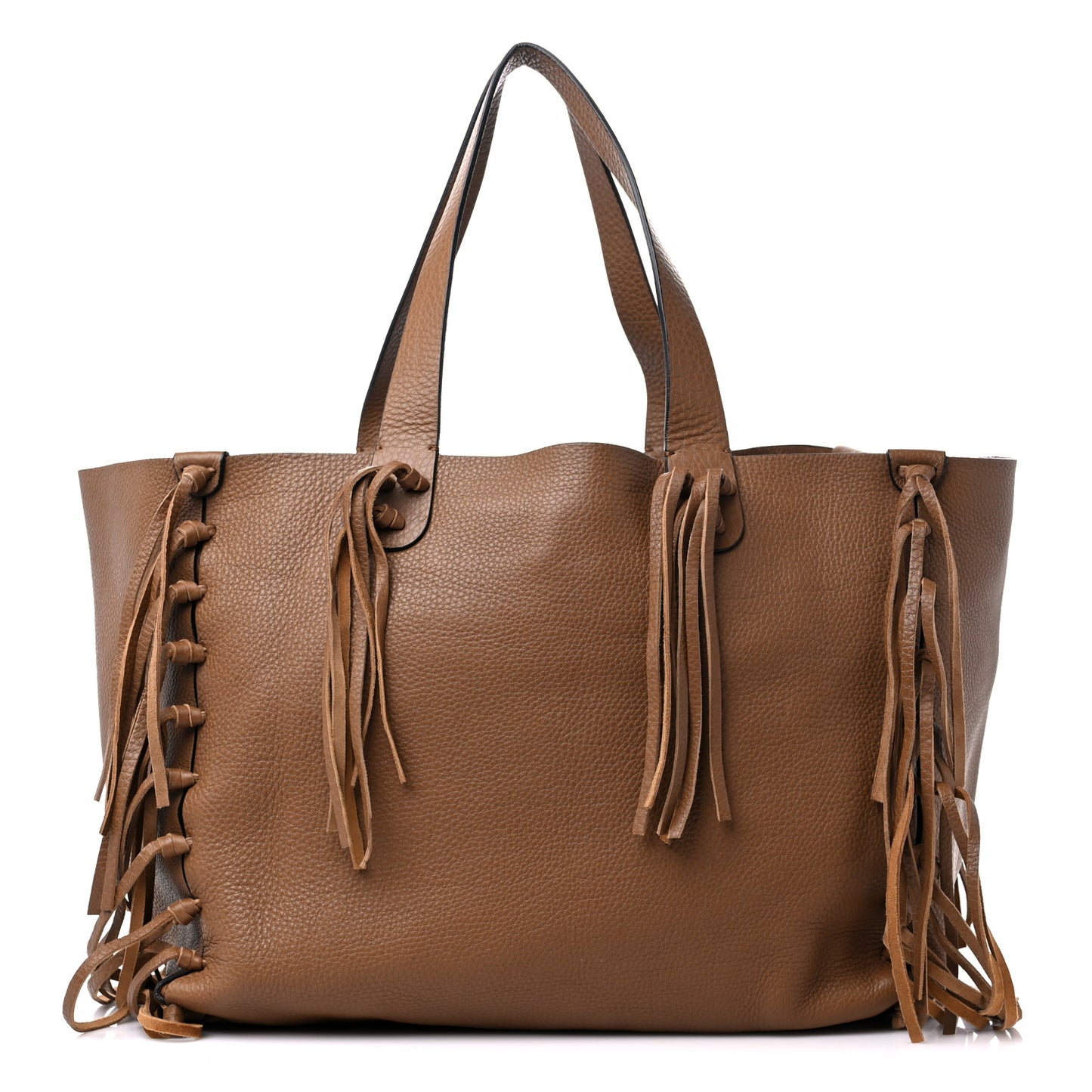 Grained Calfskin C-Rockee Fringe Tote Light Cuir