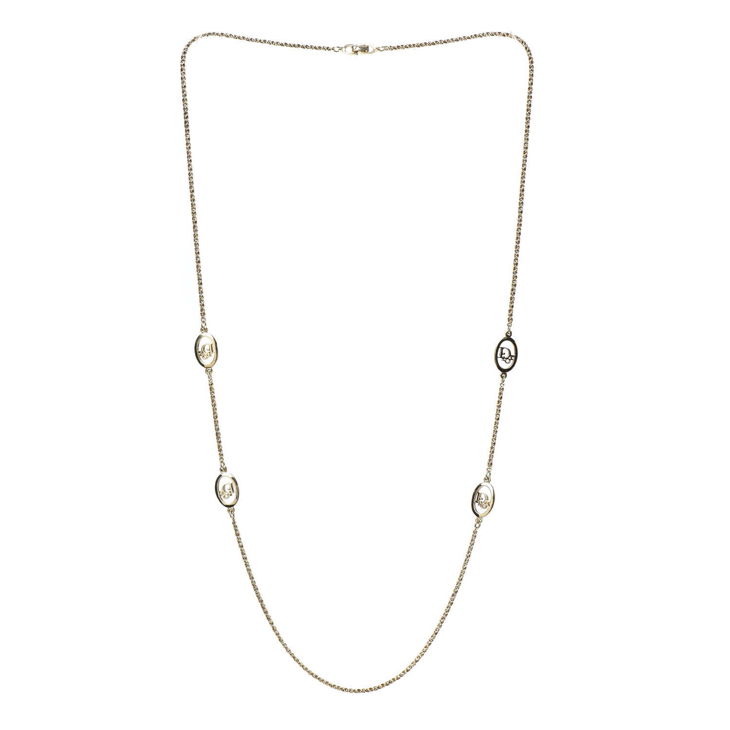 Christian Dior Metal Logo Necklace Gold 3 of 4