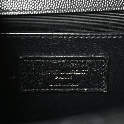 Saint Laurent Grain De Poudre Textured Mixed Matelasse Triquilt Medium Monogram Monochrome Satchel Black 6 of 9