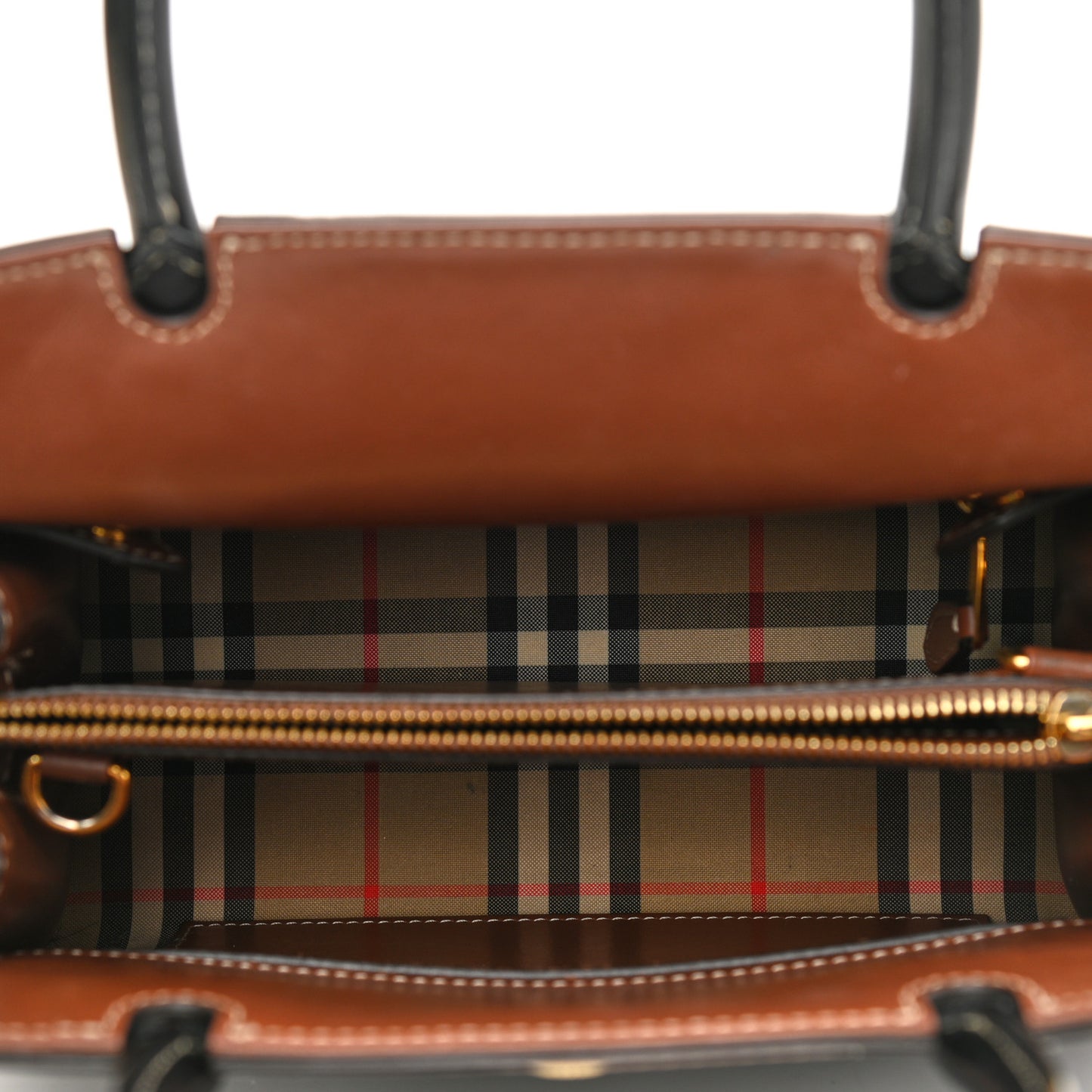 Calfskin Vintage Check Mini Two Handle Title Bag Black