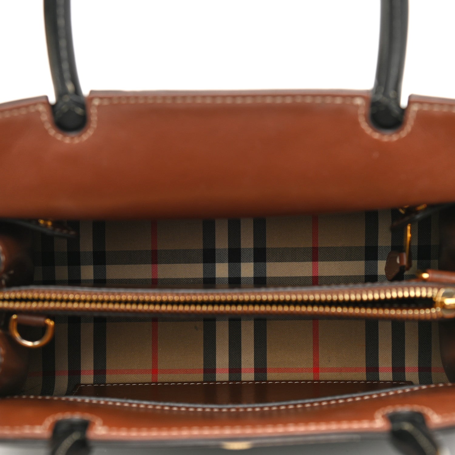 Burberry Calfskin Vintage Check Mini Two Handle Title Bag Black 4 of 10