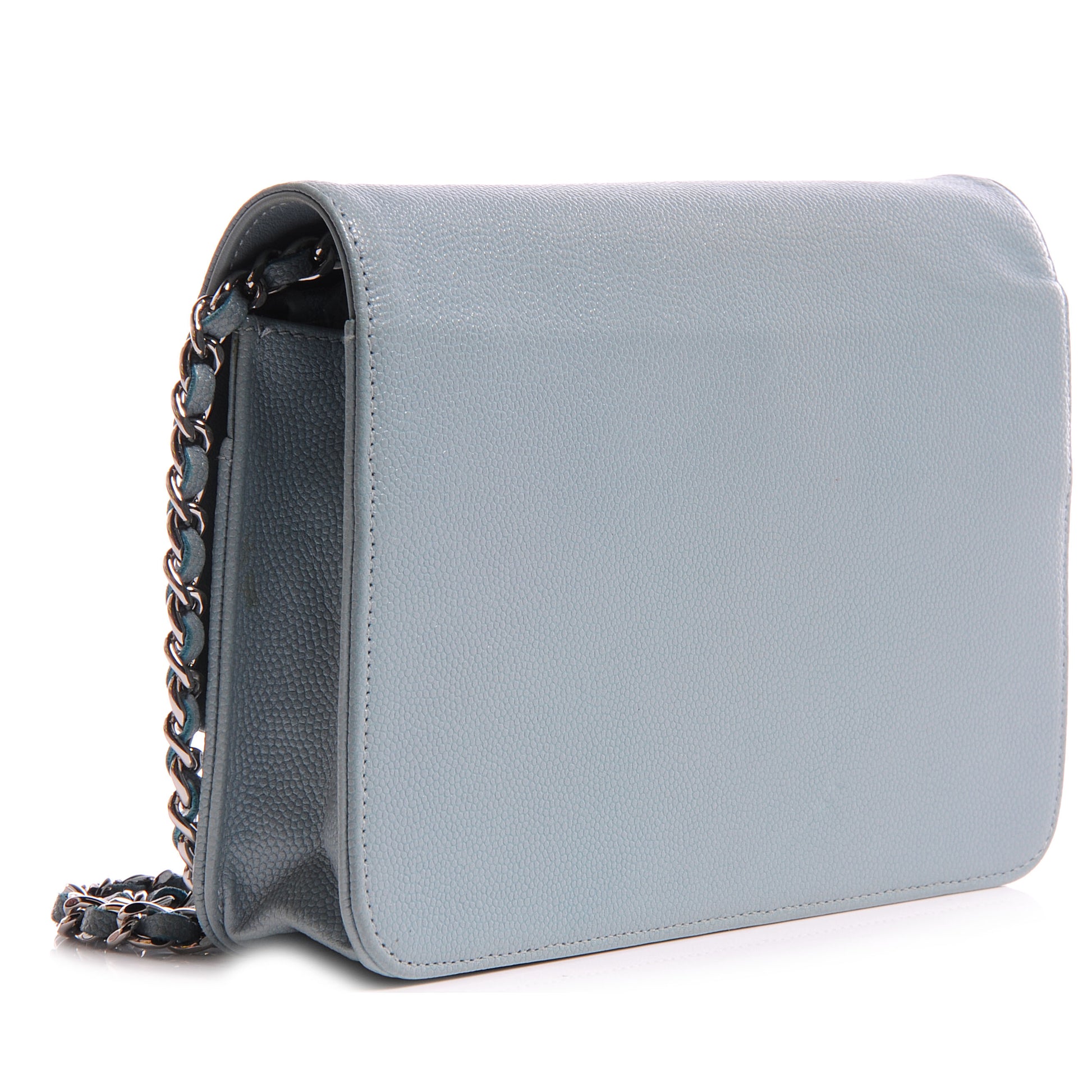 Chanel Caviar Sevruga Wallet on Chain WOC Light Blue 3 of 9