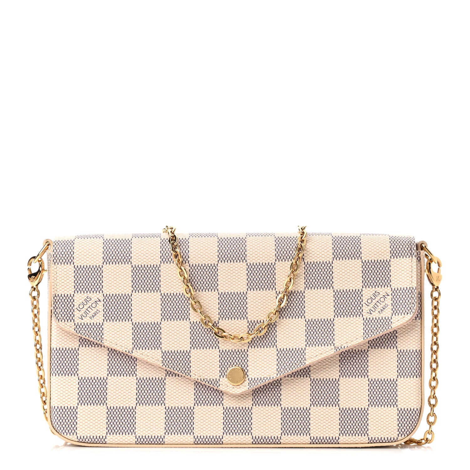 Louis Vuitton Damier Azur Pochette Felicie Chain Wallet Rose Ballerine 3 of 11